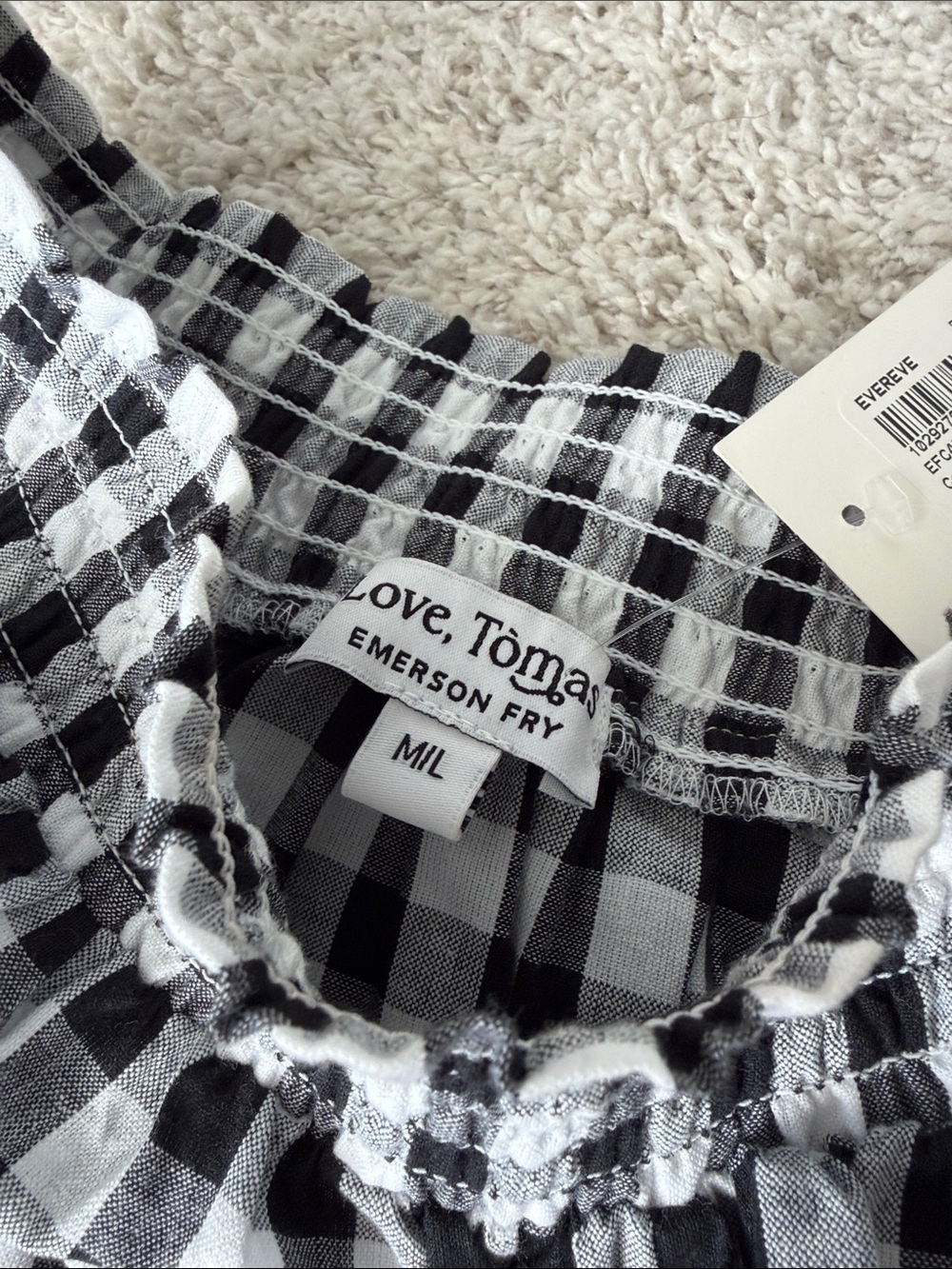 NWT Emerson Fry Black and White Gingham Tiered Maxi Skirt - Picture 3 of 7